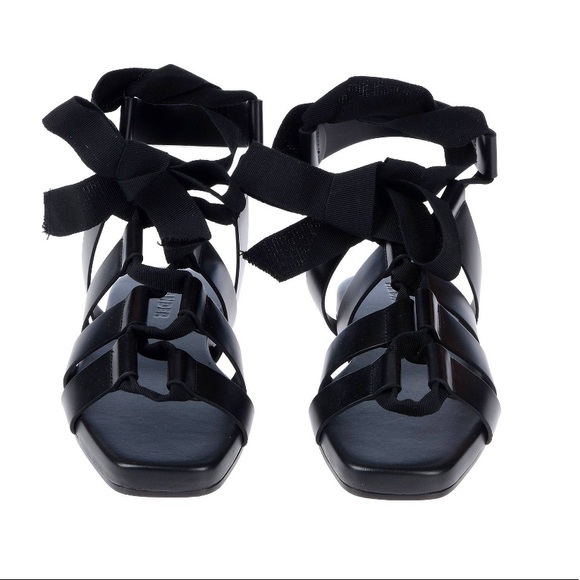 ⭐️ JIL SANDER ⭐️BLACK GLADIATOR SOFT LEATHER SANDALS W/ WRAPPING STRAPS SIZE: 6 - Picture 4 of 5